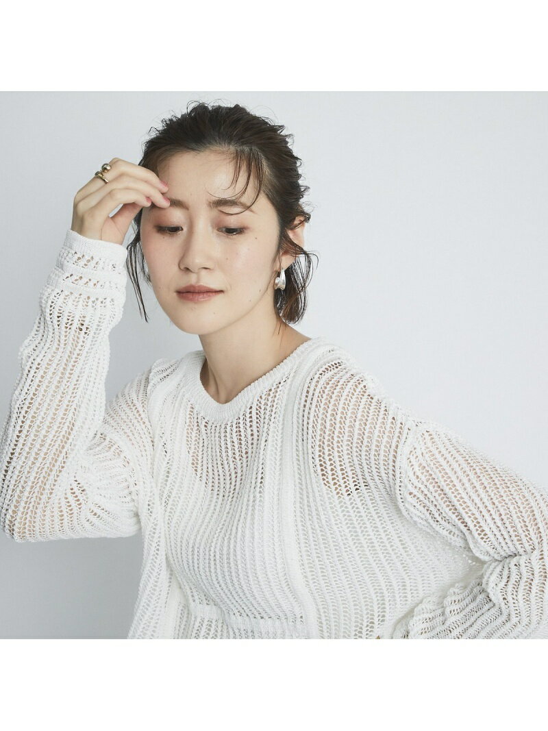 【SALE／80%OFF】un dix cors 【大人のこなれ感を演出】透かし編みニットプルオーバー アンディコール ニット 長袖ニット ホワイト ベージュ グレーのサムネイル