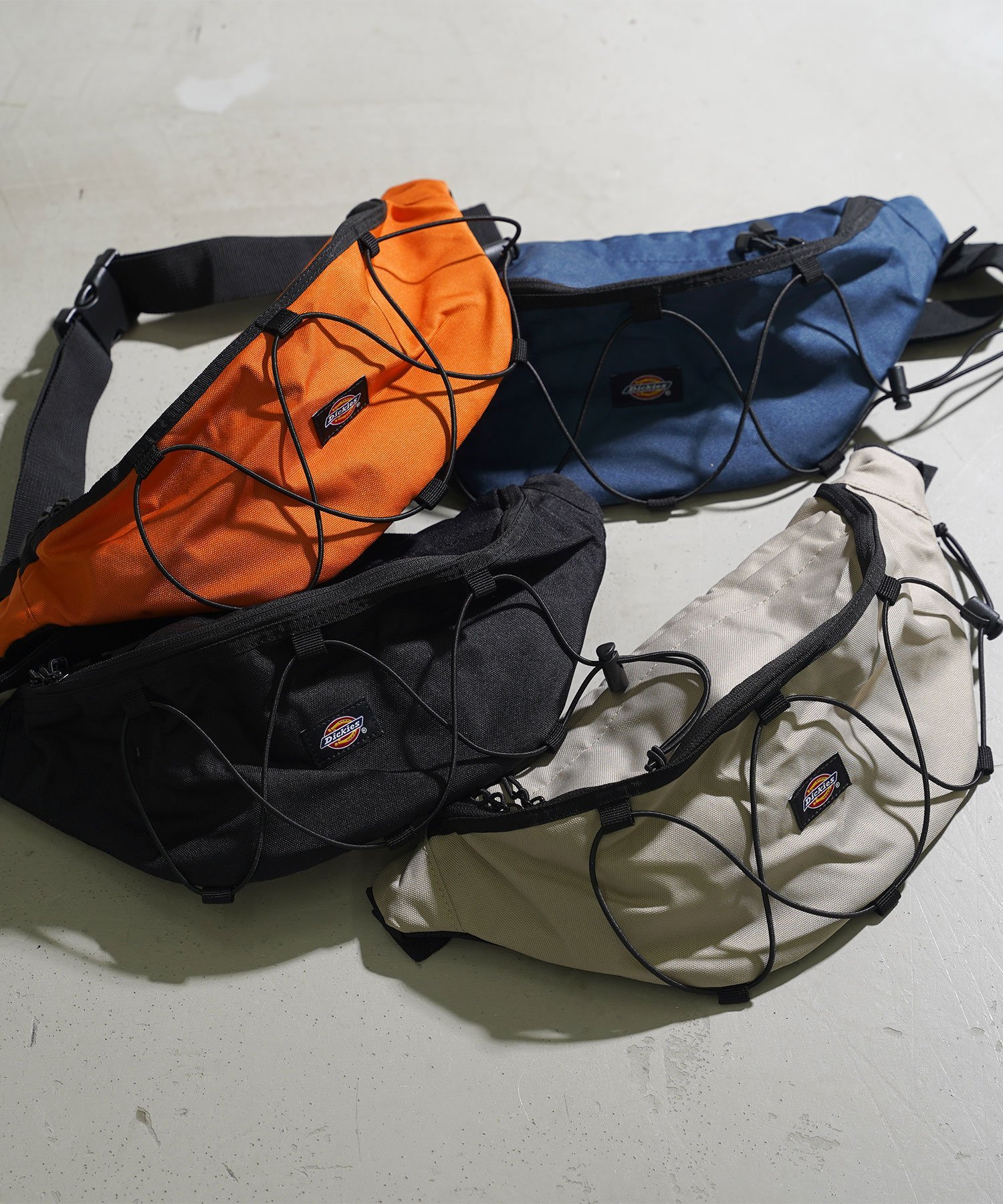 Dickies DICKIES/(U)DK OUTLINE LOGO HOLD WAISTBAG ハンドサイン バッグ ボディバッグ・ウエストポーチ オレンジ ネイビー ブラック ベージュ