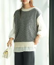 SAISON DE PAPILLON ゆったりシルエ総柄ニットベスト セゾン・ド・パピヨン トップス ベスト・ジレ ブラウン ブラック【送料無料】