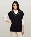 TOMMY HILFIGER (W)TOMMY HILFIGER(トミーヒルフィガー) リラックスVネックチュニック トミーヒルフィガー トップス ニット ネイビー【送料無料】