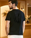 【SALE/20%OFF】1PIU1UGUALE3 RELAX (M)1PIU1UGUALE3 RELAX/UST-24064 ラインストーンバックロゴ半袖Tシャツ シフォン トップス カットソー・Tシャツ ホワイト ブラック【送料無料】