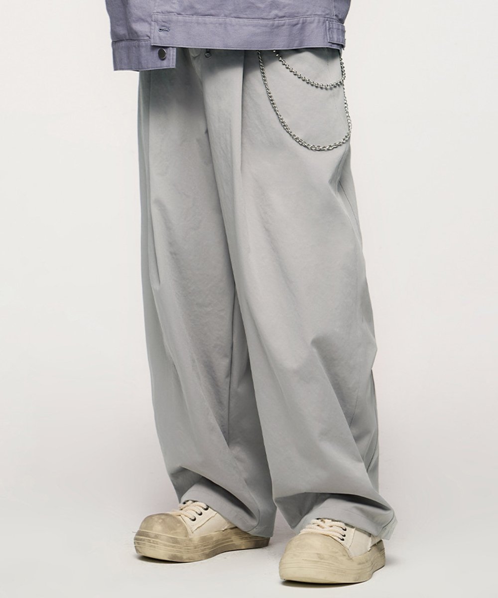 R. R./(M)Wide Leg Pleats Pants レアセル パンツ その他のパンツ グレー ネイビー