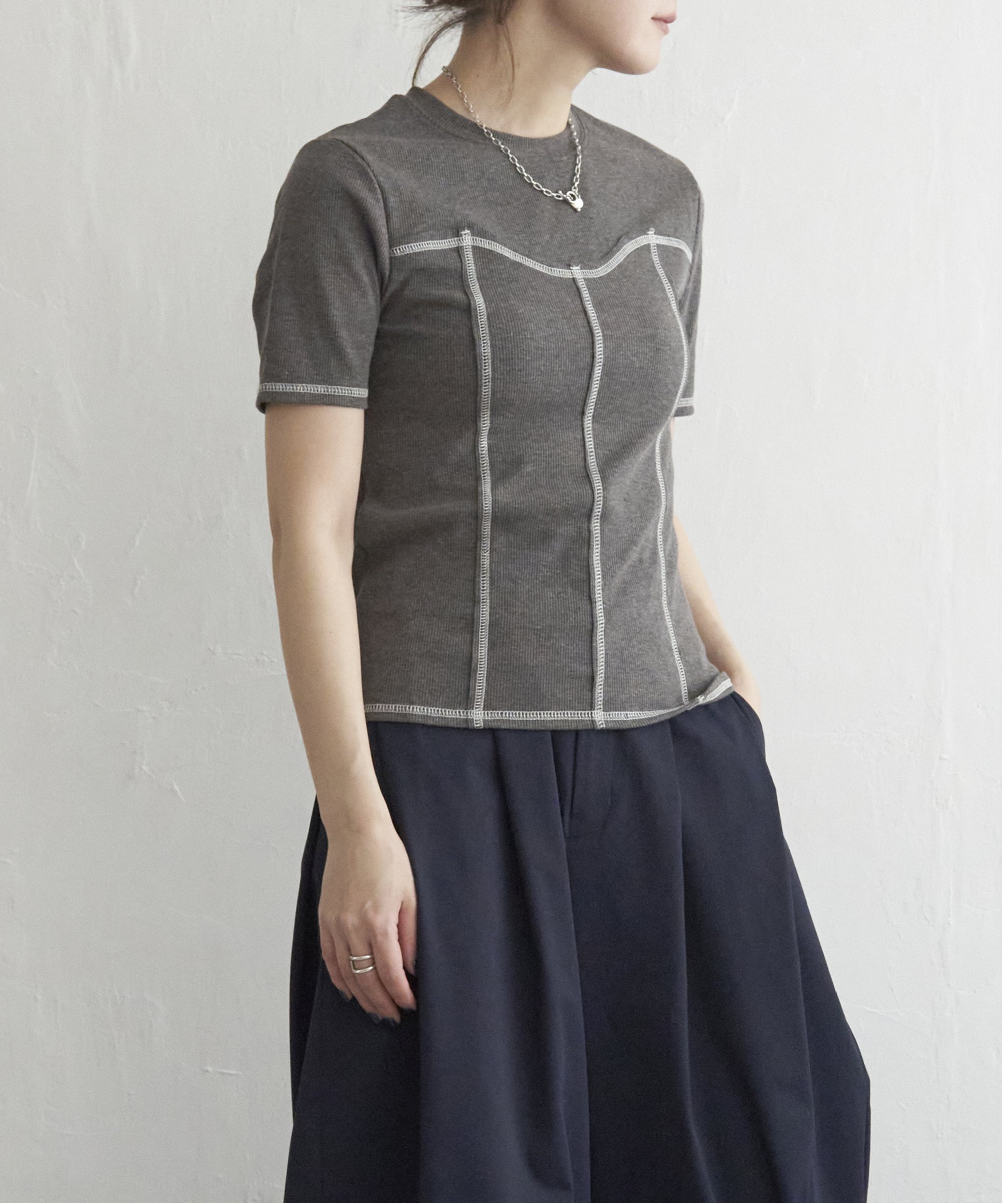 【SALE／40%OFF】notch. ビスチェ風配色ステッチプルオーバー ノッチ トップス カットソー・Tシャツ ブ..