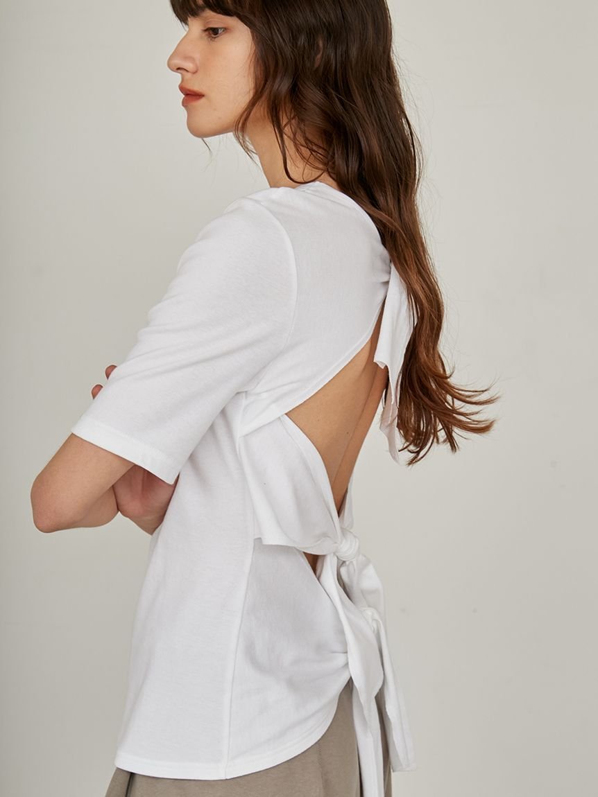 【SALE／40%OFF】styling/ バックリボンカットトップス スタイリング トップス カットソー・Tシャツ ホワイト ピンク ブラック【送料無料】のサムネイル