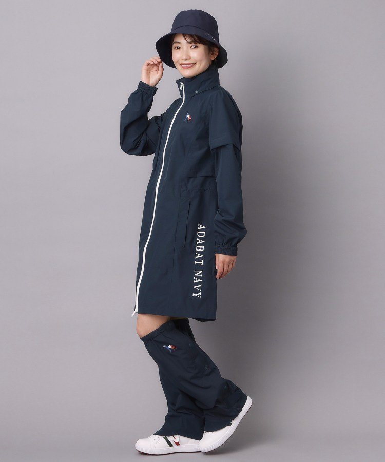 【ADABAT NAVY】レッグカバー付きレインワンピース アダバット ジャケット・アウター レインコート ネイビー