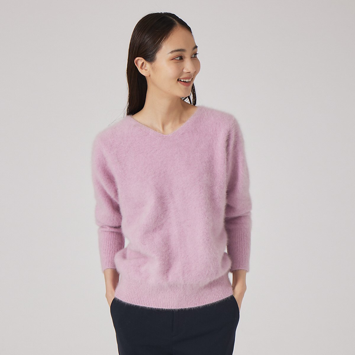 【SALE／30%OFF】qualite フォックスラクーンニットプルオーバー カリテ トップス ニット ホワイト パープル【送料無料】のサムネイル