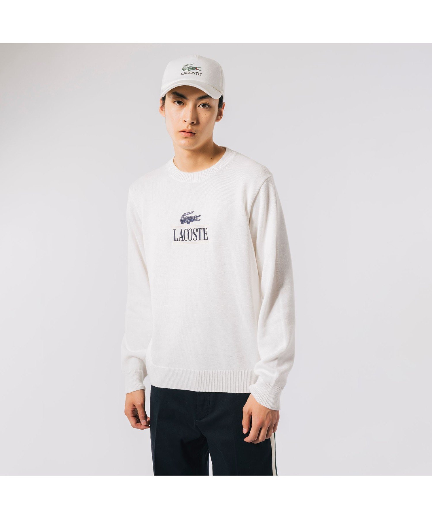 ラコステ 【SALE／30%OFF】LACOSTE クラシックニットセーター ラコステ トップス ニット ホワイト ネイビー グレー【送料無料】