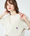 【SALE／5%OFF】TOMMY JEANS (M)TOMMY HILFIGER(トミーヒルフィガー) レギュラーワッフルポケットTシャツ トミーヒルフィガー トップス カットソー・Tシャツ ベージュ ブラック ホワイト【送料無料】