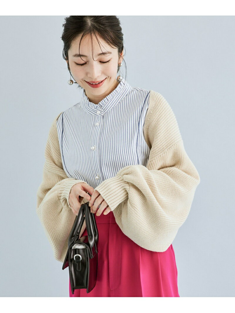 【SALE／50%OFF】VIS ショート丈ですっきり,ボレロニットカーディガン ビス トップス カーディガン ホワイト ブルーのサムネイル