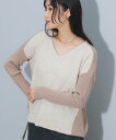 BEAMS HEART WOMEN 異素材Vネック ニットプルオーバー ビームス ハート トップス ニット ベージュ ネイビー ブラック グレー【送料無料】