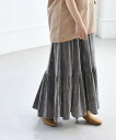 【SALE/30%OFF】quaranciel quaranciel:<手洗い可能>フロッキー ティアード セミフレア スカート シップス スカート ロング・マキシスカート グレー ブラック【送料無料】