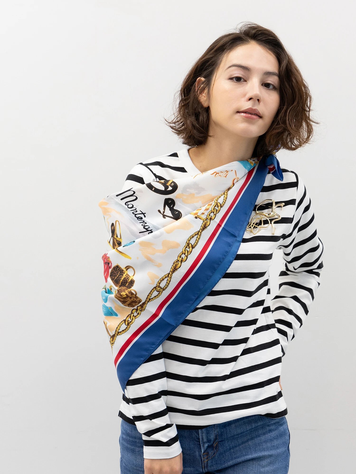 【SALE／46%OFF】Te chichi ボーダーロングスリーブTシャツ テチチ トップス カットソー・Tシャツ ブラック ネイビー ピンクのサムネイル