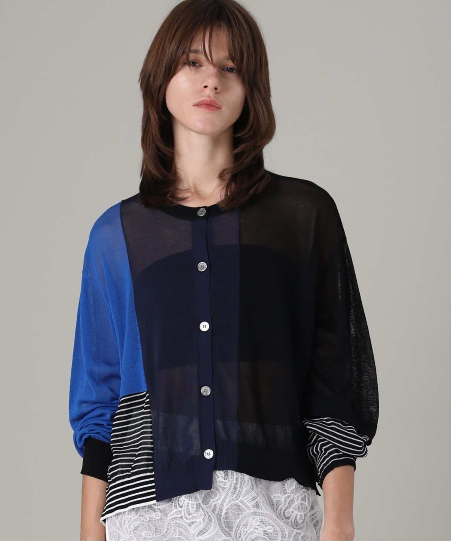 AULA AILA COLOR BLOCK SHEER KNIT CARDIGAN アウラアイラ トップス カーディガン【送料無料】のサムネイル