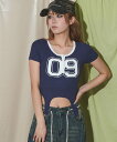 【SALE/16%OFF】WEGO LADY'S ナンバリングガーターピチT ウィゴー トップス カットソー・Tシャツ ホワイト ネイビー