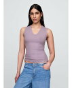 GAP (W)シアーモダン リブタンクトップ ギャップ トップス ノースリーブ・タンクトップ ホワイト ブラウン カーキグリーン ブラック パープル