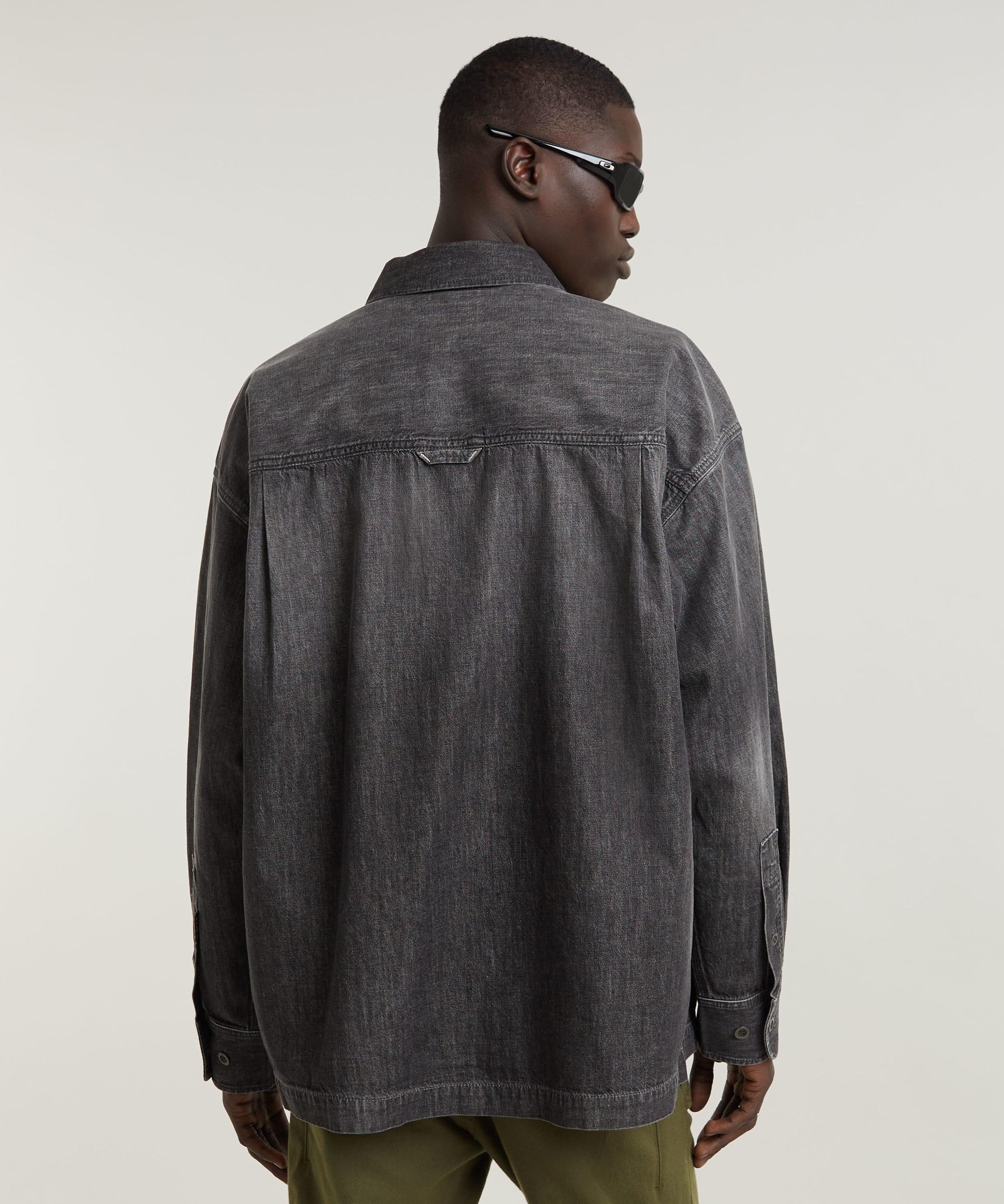 【公式ショップ】BOXY FIT FLAP POCKET SHIRT/オーバーサイズフラップポケットデニムシャツ ジースターロゥ トップス シャツ・ブラウス グレー