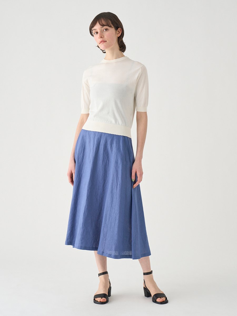 【SALE／30%OFF】JOHN SMEDLEY リネンセミフレアスカート ｜FS168 ジョンスメドレー スカート ロング・マキシスカート ブルー【送料無料】