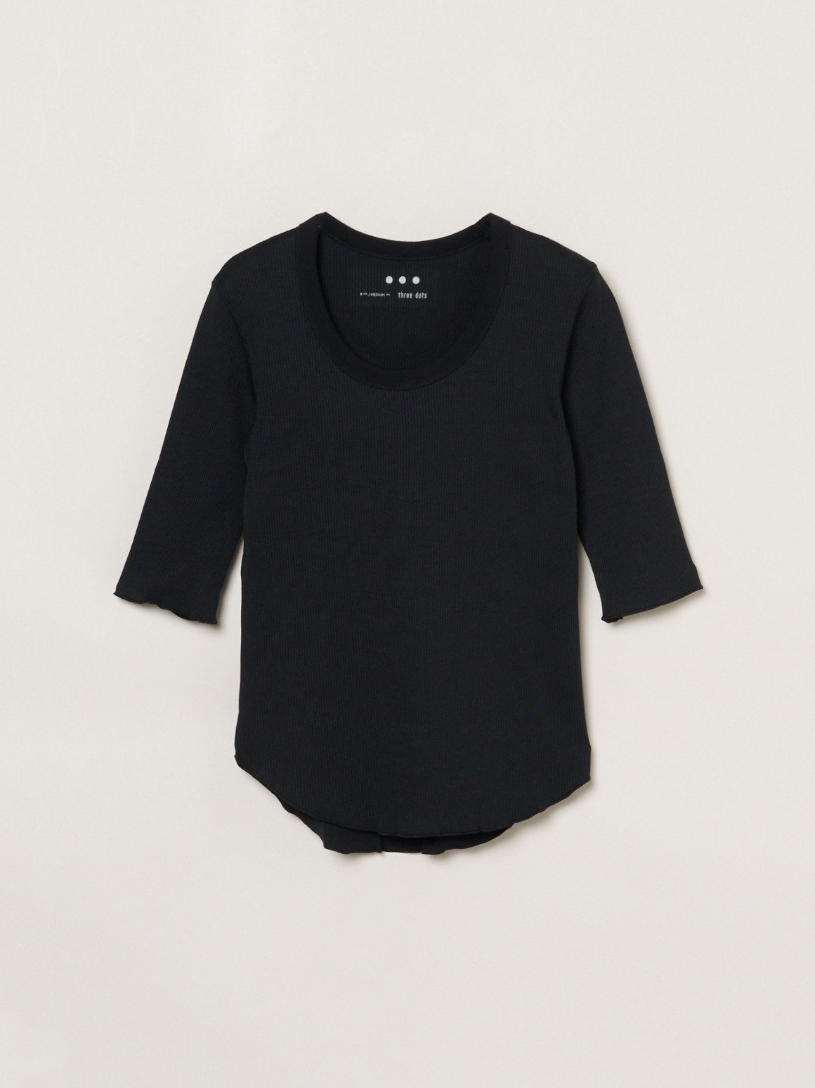 three dots Shiny rib jessica スリードッツ トップス カットソー・Tシャツ ブラック グレー ホワイト