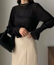 【SALE/79%OFF】JUNOAH Louere ハイネックシアートップス ジュノア トップス シャツ・ブラウス ブラック ホワイト
