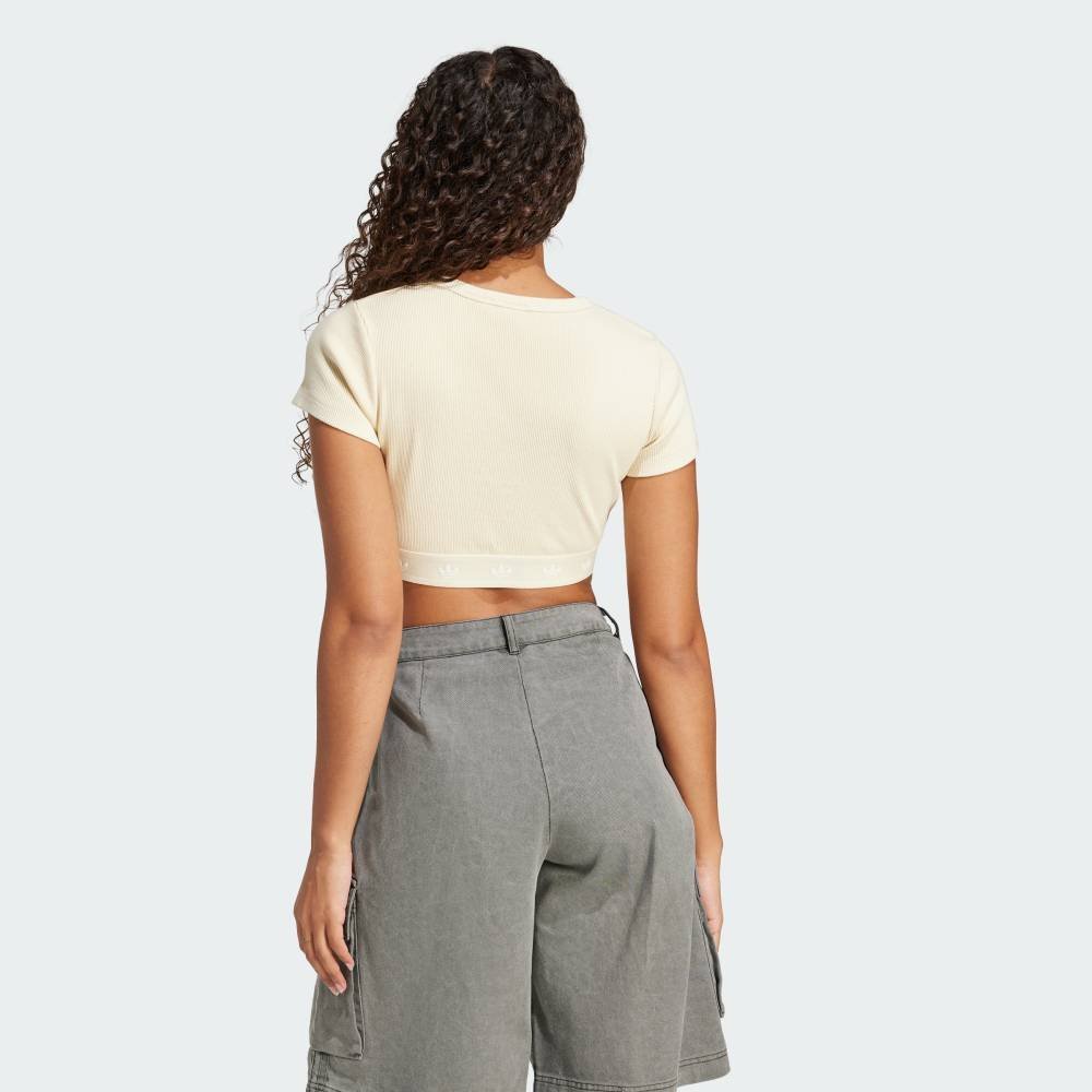 【SALE／20%OFF】adidas 【公式】アディダス adidas リブ半袖トップ アディダス トップス カットソー・Tシャツ ホワイト【送料無料】