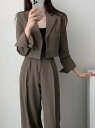 【SALE/5%OFF】LADY LIKE ショートジャケットセットアップパンツスーツ ディアベル スーツ・フォーマル セットアップスーツ ホワイト ブラウン ブラック ベージュ【送料無料】