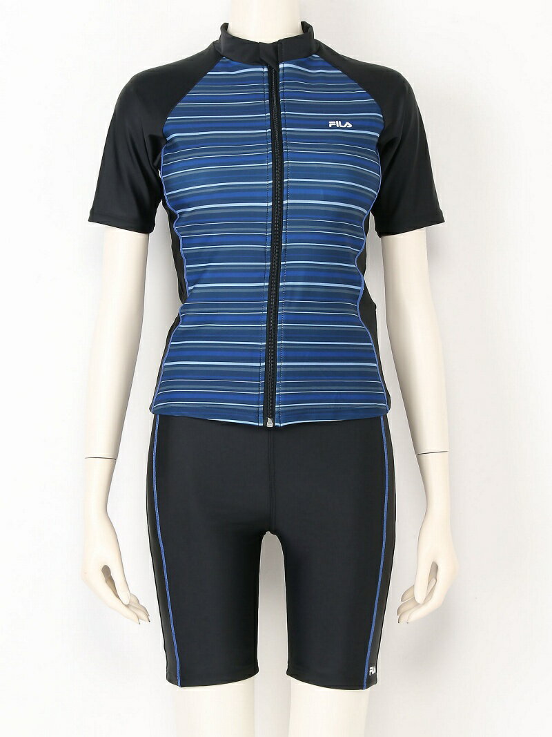 FILA (W)FILA ボーダー半袖フルジップセパレート水着 ニッキー 水着・スイムグッズ 水着  ...