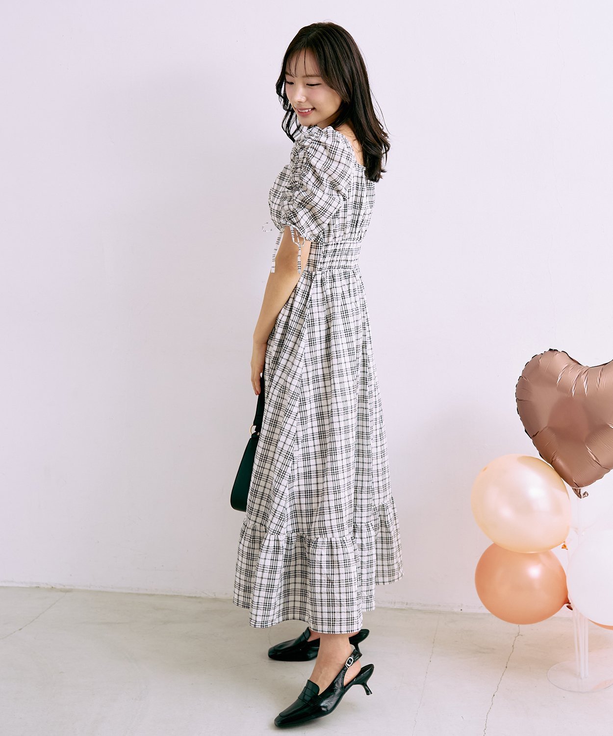 【SALE／30%OFF】Mi-je 袖シャーリングワンピース【韓国ファッション】 ナルミヤオンライン ワンピース・ドレス シャツワンピース ホワイト【送料無料】