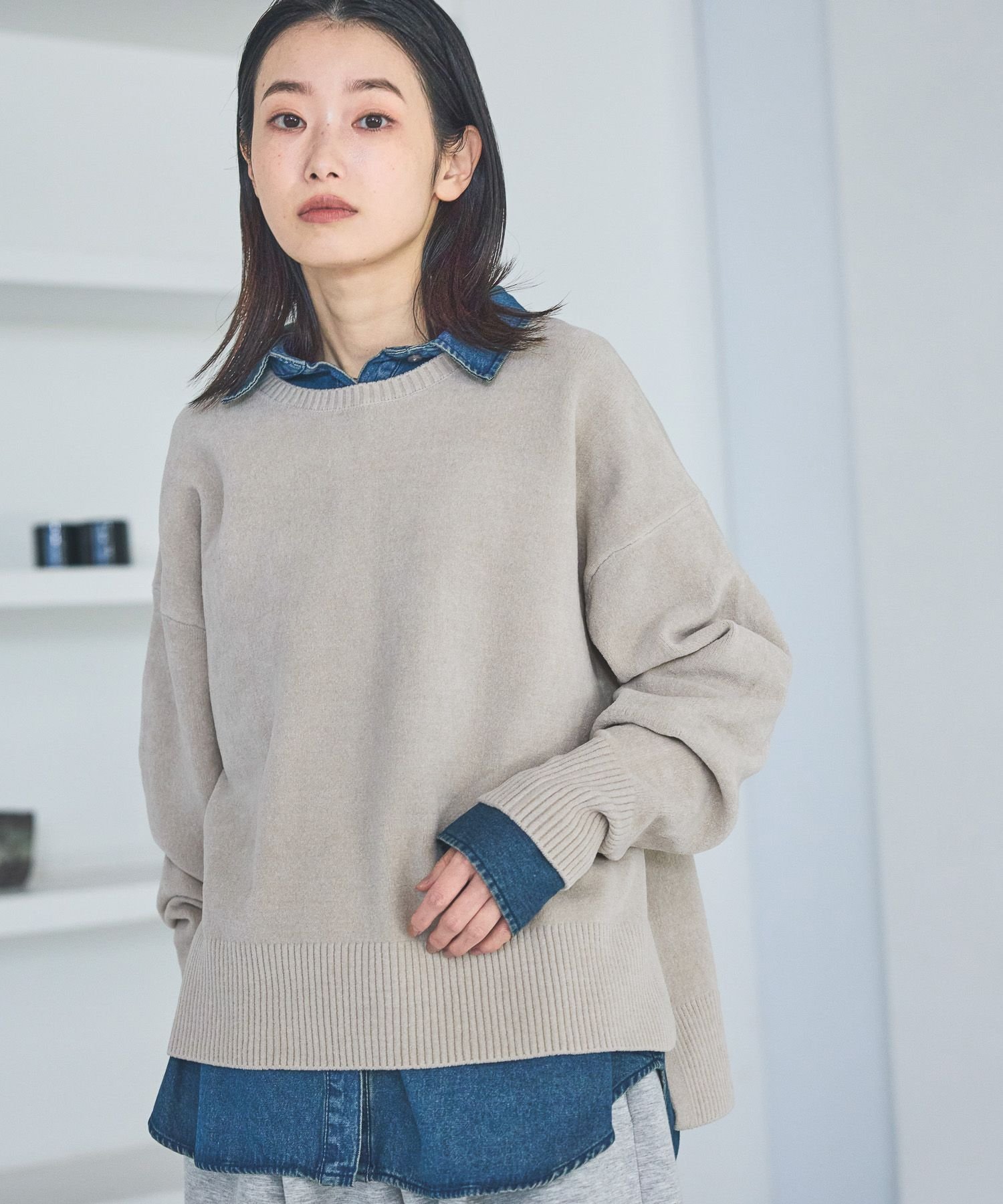 【SALE／12%OFF】LAKOLE シェニールクルーネックニットプルオーバー ラコレ トップス ニット ブラウン ネイビー グレー レッド