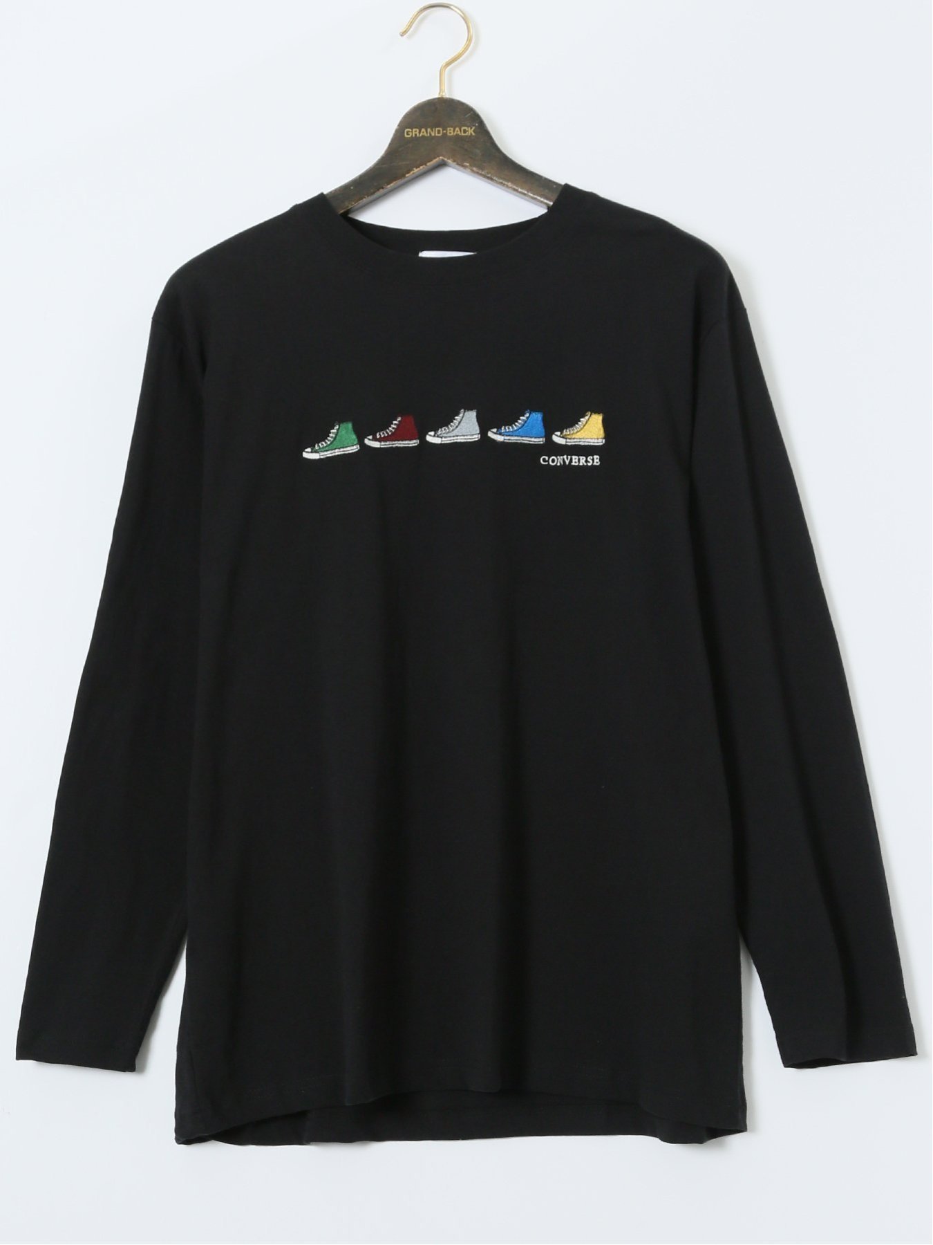 【大きいサイズ】コンバース/CONVERSE シューズ刺繍 クルーネック長袖Tシャツ 【26SS】 タカキュー トップス カットソー・Tシャツ ブルー グレー ホワイト