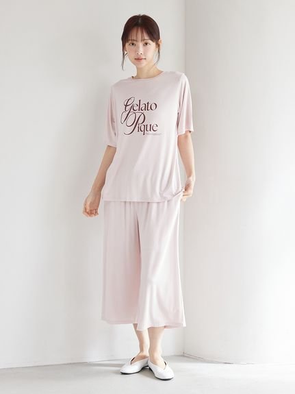 gelato pique 【母の日】【IFMC.】レーヨンロゴ7分丈パンツ ジェラートピケ インナー・ルームウェア その他のインナー・ルームウェア ピンク ネイビー【送料無料】