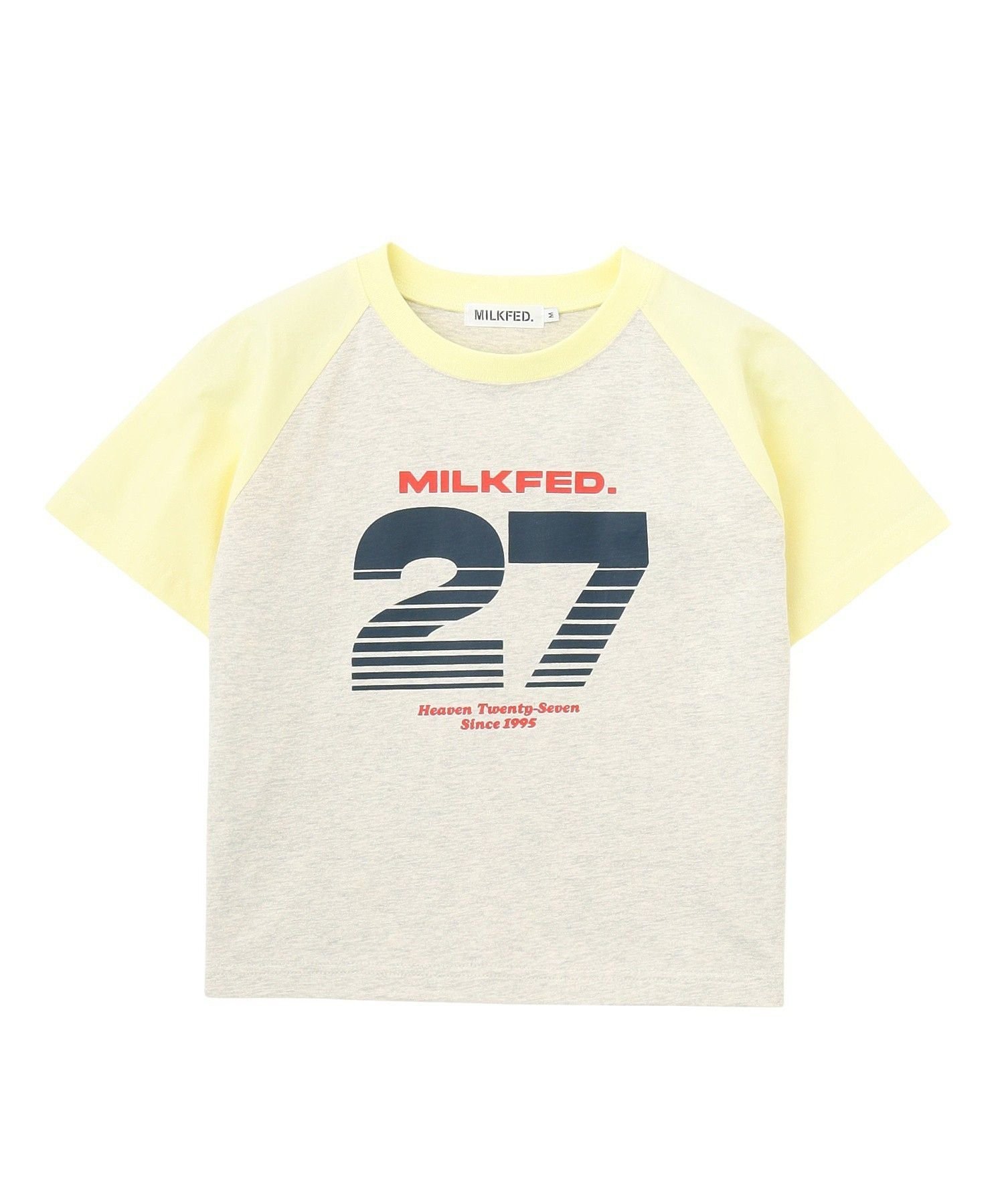 MILKFED. 27 SLICE LOGO COMPACT B/B TEE ミルクフェド トップス カットソー・Tシャツ ホワイト グレー