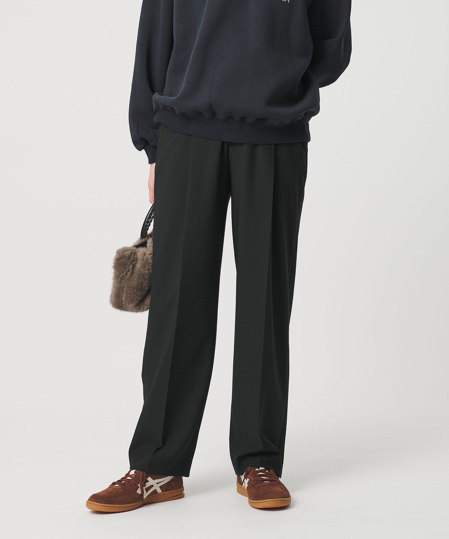 タックテーパードパンツ ウォッシャブル ユナイテッドアローズ アウトレット パンツ スラックス・ドレスパンツ ブラック グレー