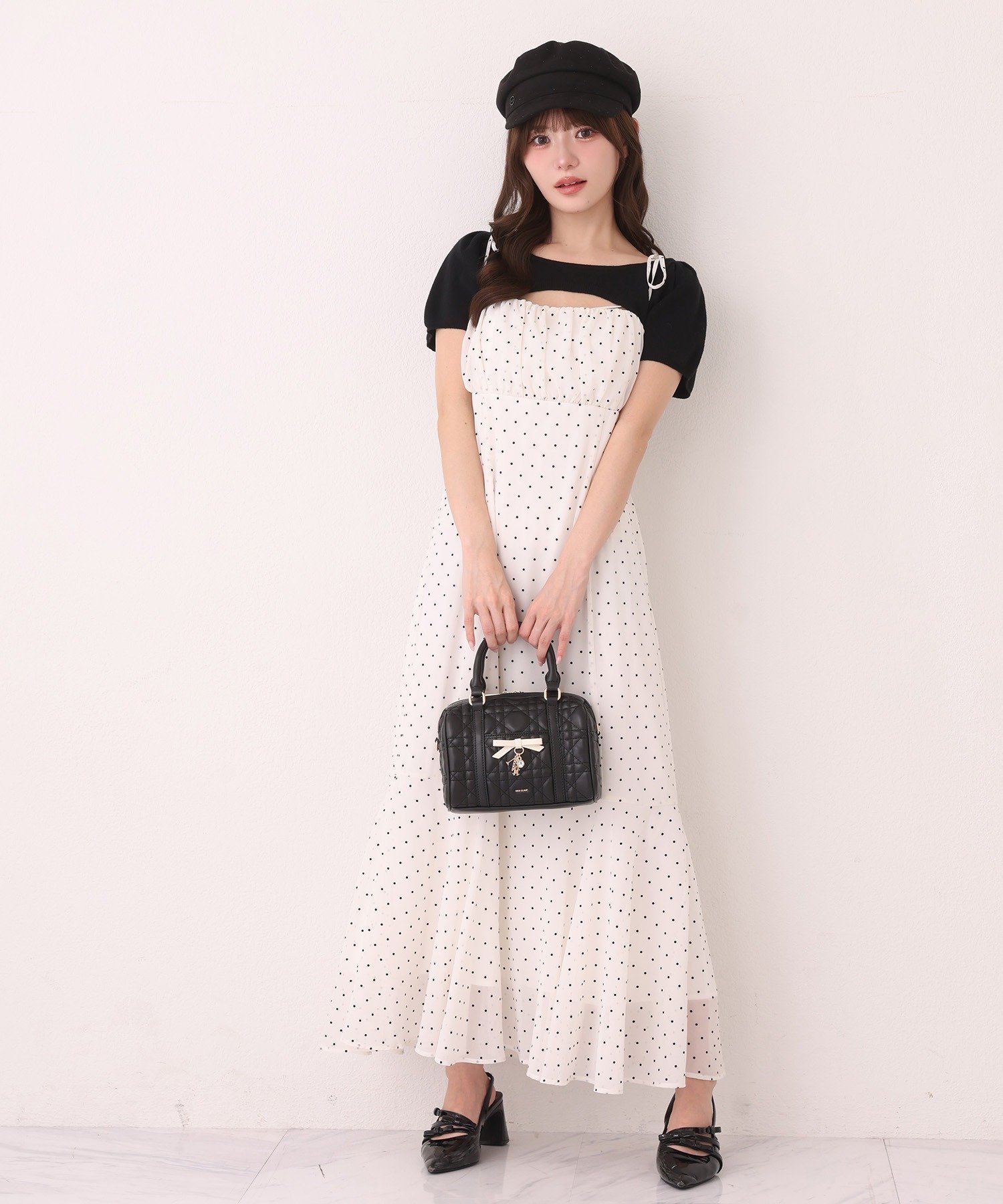 one after another NICE CLAUP 【WEB限定リバイバル】ニットセットキャミワンピース ワンアフターアナザー ナイスクラップ ワンピース・ドレス その他のワンピース・ドレス ブラウン ブラック