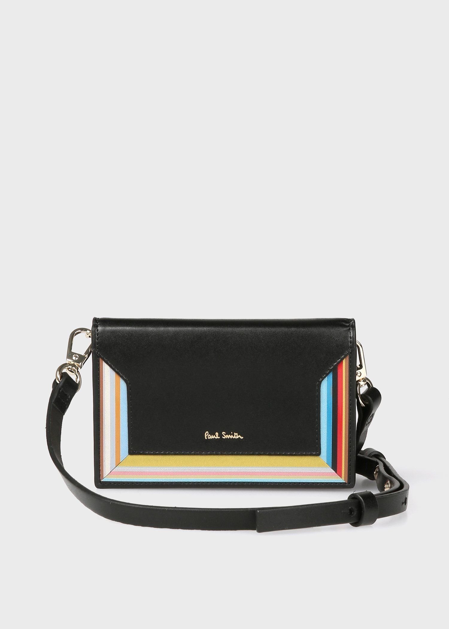 【SALE／60%OFF】Paul Smith シグネチャーストライプ ネックポーチ ポール・スミス 財布・ポーチ・ケース その他の財布・ポーチ・ケース ブラック【送料無料】