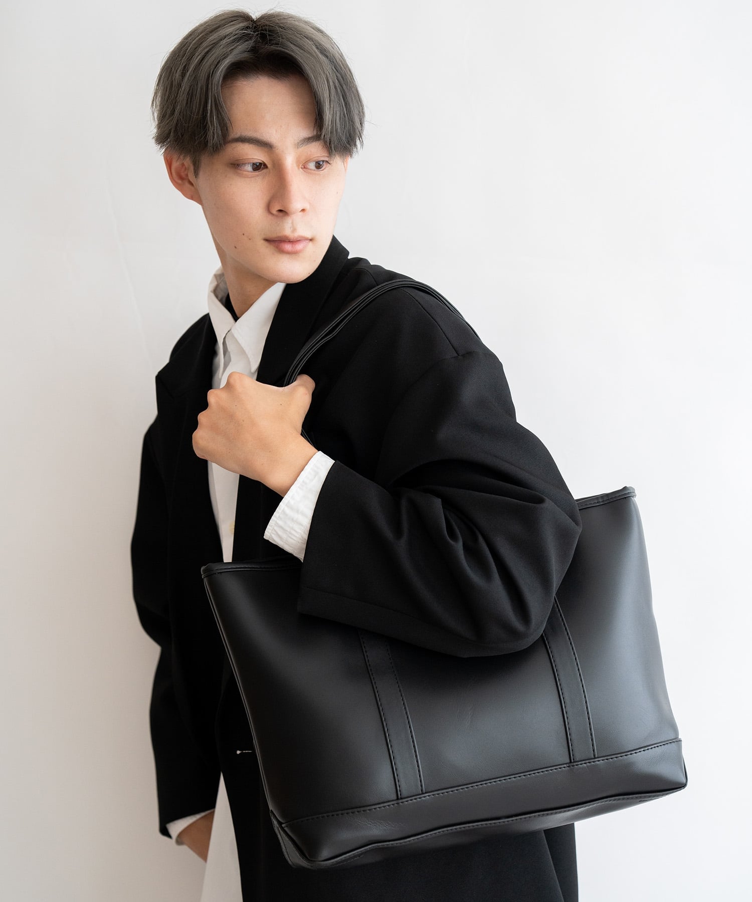 DEVICE+ DEVICE+/(U)DEVICE+ フェイクレザー シックデザイントート デバイス バッグ トートバッグ ブラック【送料無料】