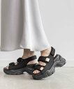 【SALE/10%OFF】RANDA モノグラムスクエアパーツスポーツサンダル ランダ シューズ・靴 サンダル ブラック グレー ベージュ【送料無料】
