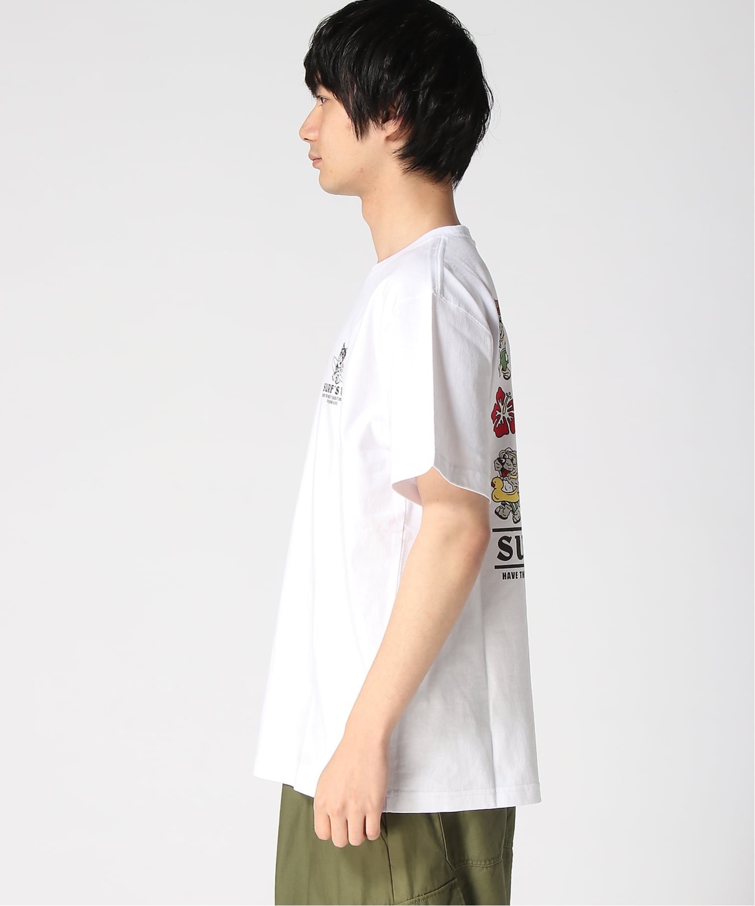 SURF'S UP SURF'S UP/(M)プリントSS TEE フララニハワイ トップス カットソー・Tシャツ グレー ホワイト