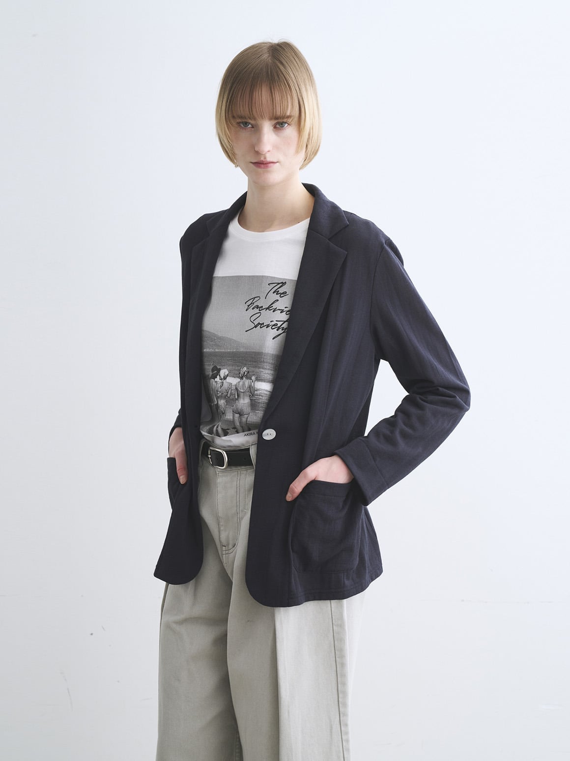 three dots Sheer terry jacket スリードッツ ジャケット・アウター その他のジャケット・アウター ネイビー ブラック ホワイト