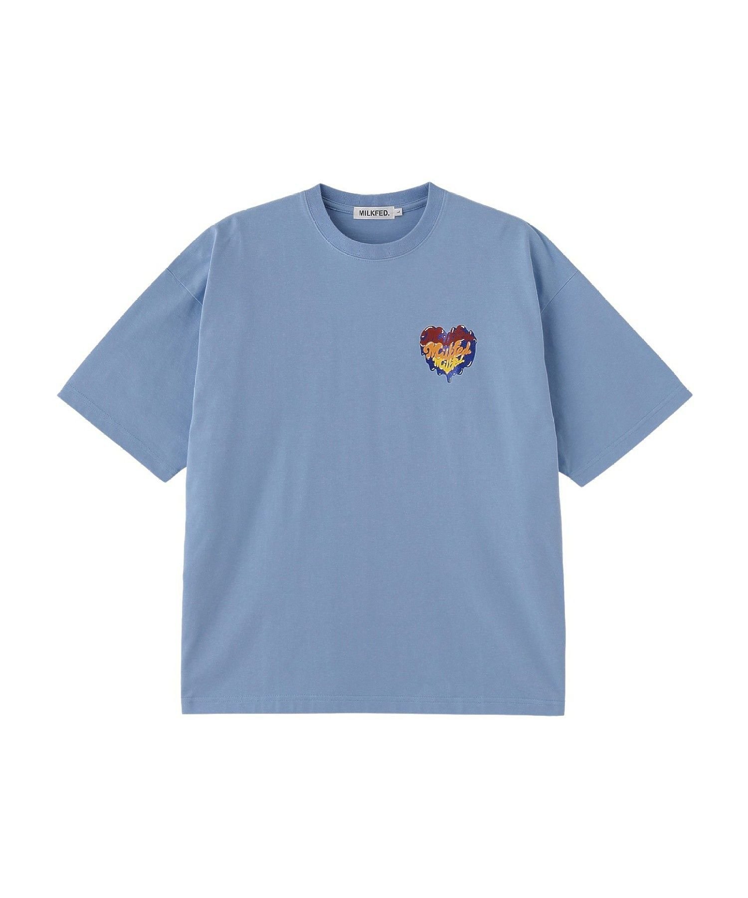 MILKFED. MELTY GLITTER HEART WIDE S/S TEE ミルクフェド トップス カットソー・Tシャツ グレー ホワイト