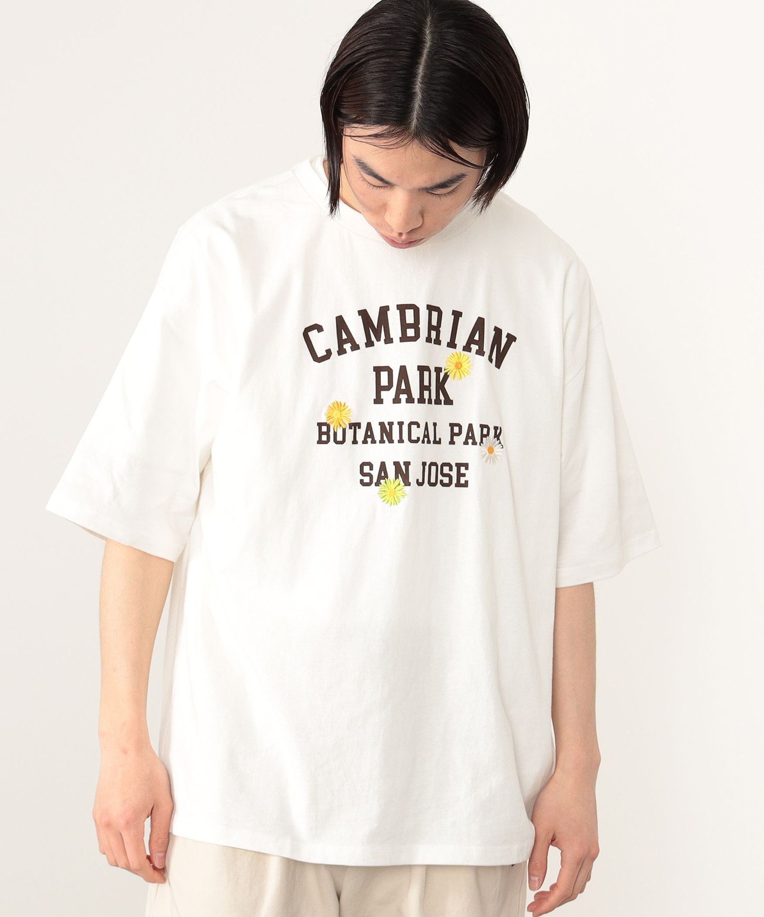 【SALE／60%OFF】BEAMS HEART MEN BEAMS HEART / フラワー刺繍 カレッジ ビッグ Tシャツ ビームス アウトレット トップス カットソー・Tシャツ ホワイト グレーのサムネイル