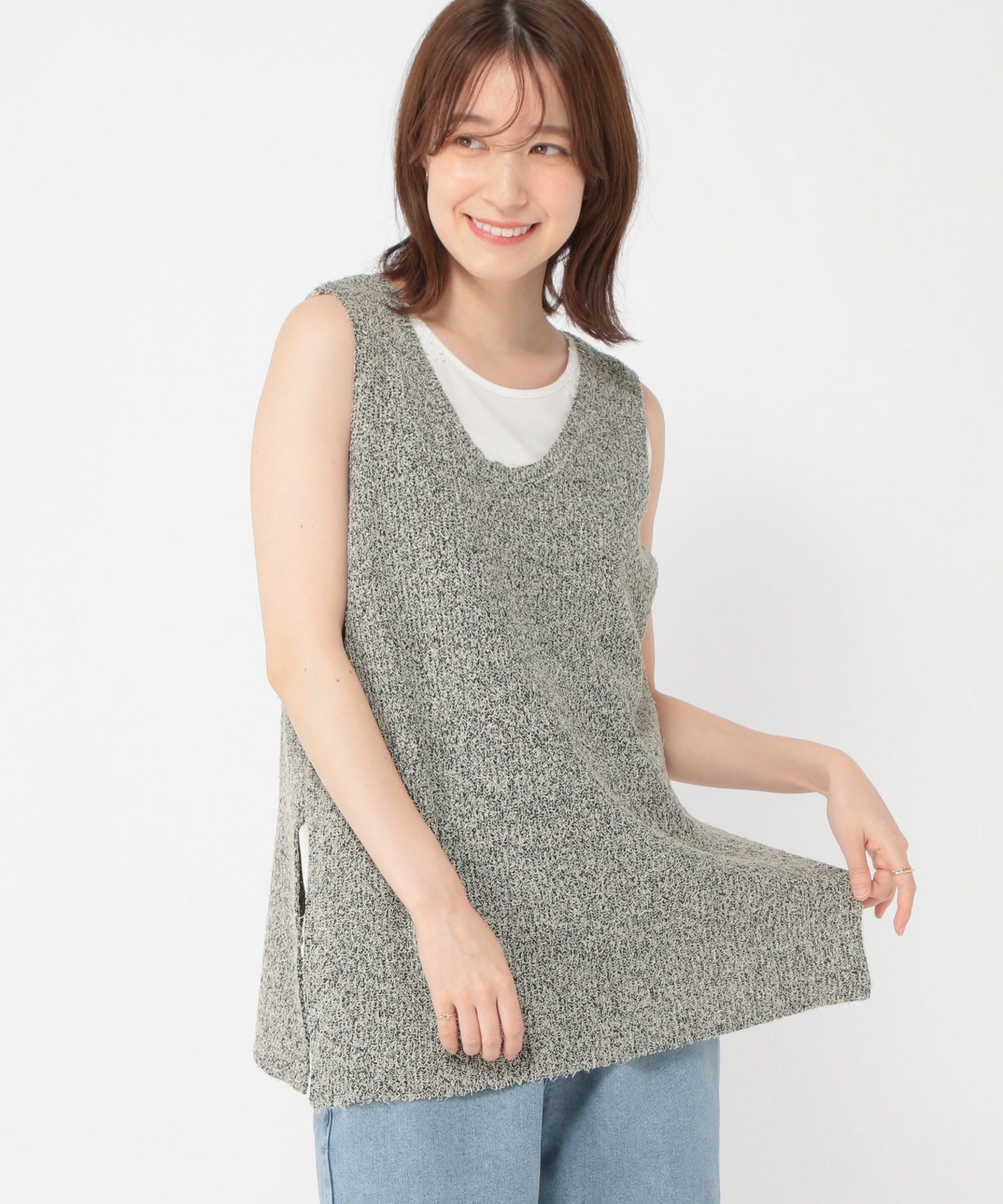 【SALE／50%OFF】studio CLIP 7ゲージフサフサミックスUネックベスト スタディオクリップ トップス ベ..