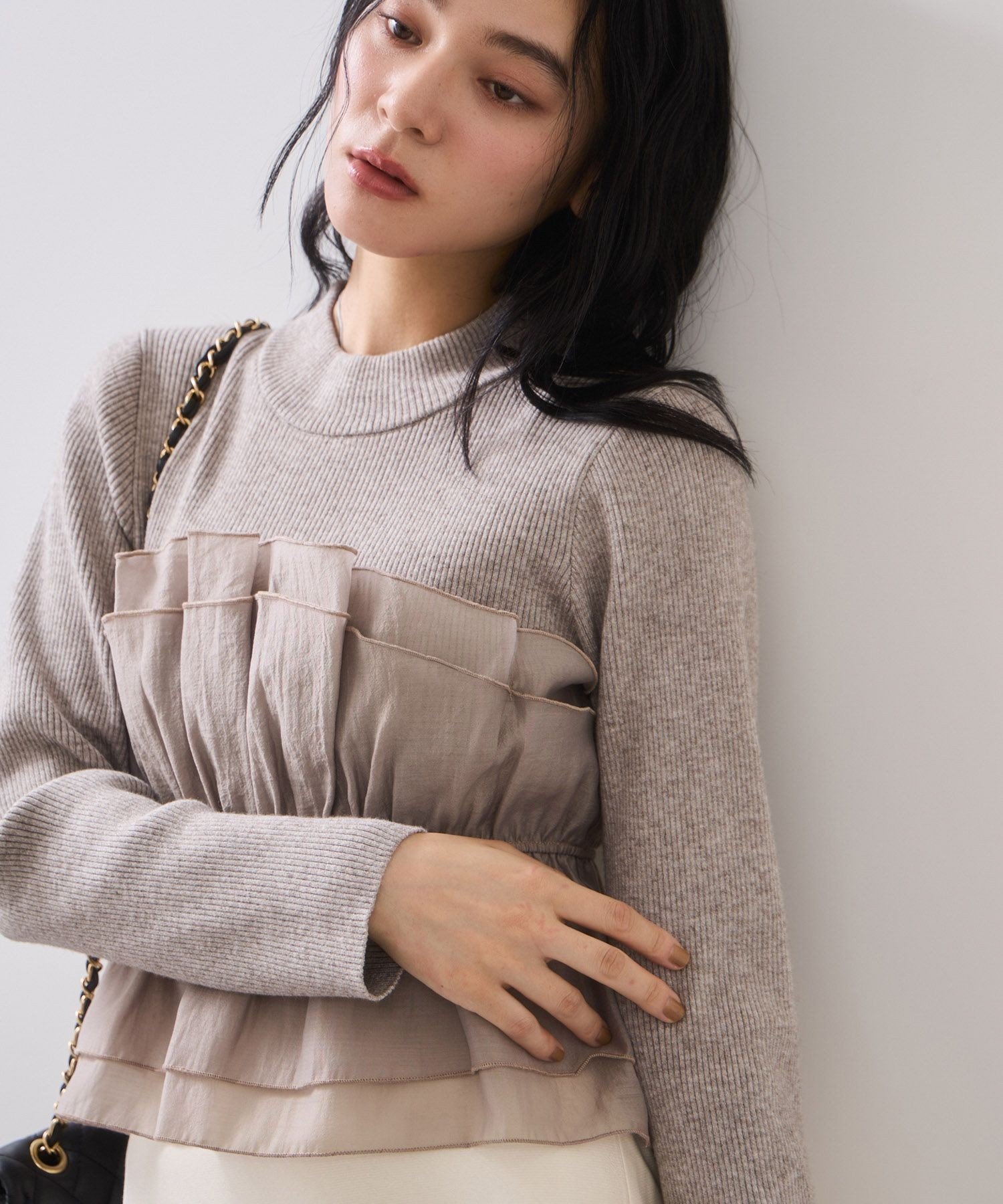 VIS ビスチェドッキングニットプルオーバー/セットアップ対応 ビス トップス ニット ベージュ グレー ..