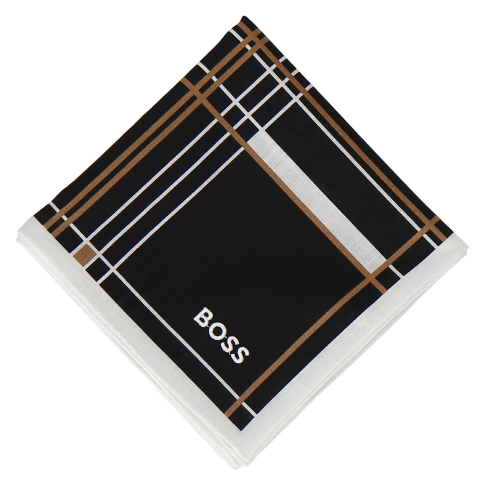 BOSS BOSS(ボス) プリントハンカチ インターモードカワベ ファッション雑貨 ハンカチ・ハンドタオル ブラック ネイビー