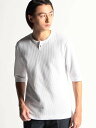 【SALE/50%OFF】HIDEAWAYS NICOLE シャーリングジャガードヘンリーネック5分袖プルオーバー ニコル トップス その他のトップス ブラック ホワイト ブルー