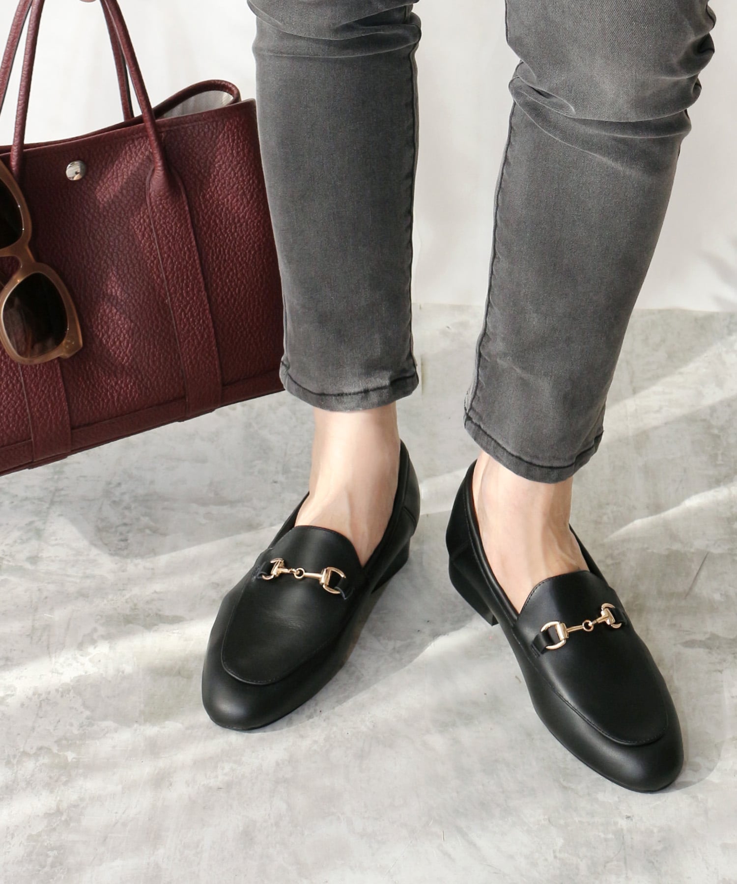 Fin 2WAY本革ビットローファー【低反発スポンジ入り】 フィン シューズ・靴 ローファー ブラック【送料無料】