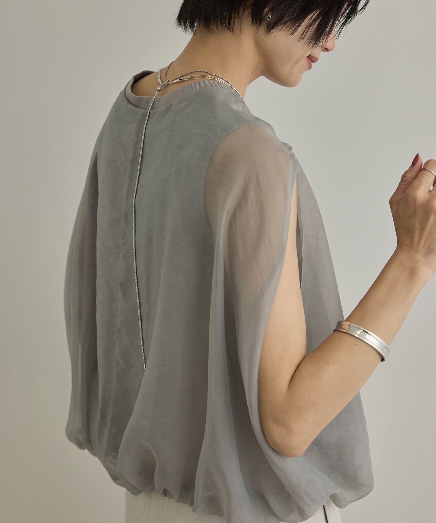 SALON adam et rope' 【WEB限定】シアーオーガンジーバルーンプルオーバー サロン アダム エ ロペ トップス その他のトップス ベージュ