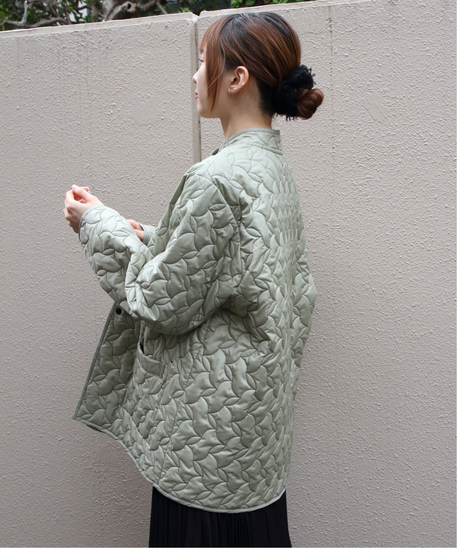 MEYAME メヤメ REVERSIBLE QUILTED JACKET ステップス ジャケット・アウター その他のジャケット・アウター カーキグリーン パープル