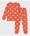 【SALE／10%OFF】PETIT BATEAU 裏起毛プリント長袖パジャマ プチバトー インナー・ルームウェア パジャマ【送料無料】