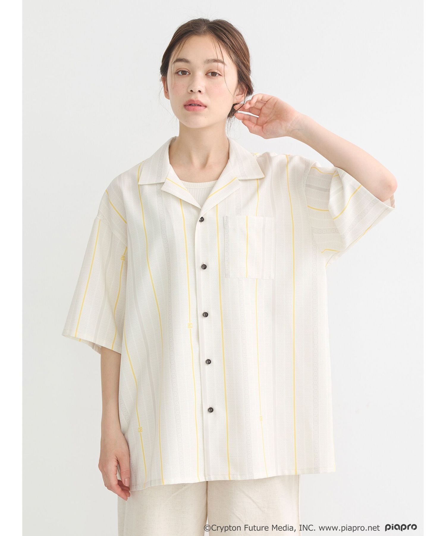 earth music&ecology Japan Label 初音ミク&鏡音リン・レン 開襟ビッグシャツ アースミュージック&エコロジー トップス シャツ・ブ...