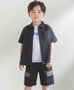 BeBe Petits Pois Vert サガラワッペン半袖シャツ+ハーフパンツセットアップ(95~150cm) ベベ オンライン ストア スーツ・フォーマル...